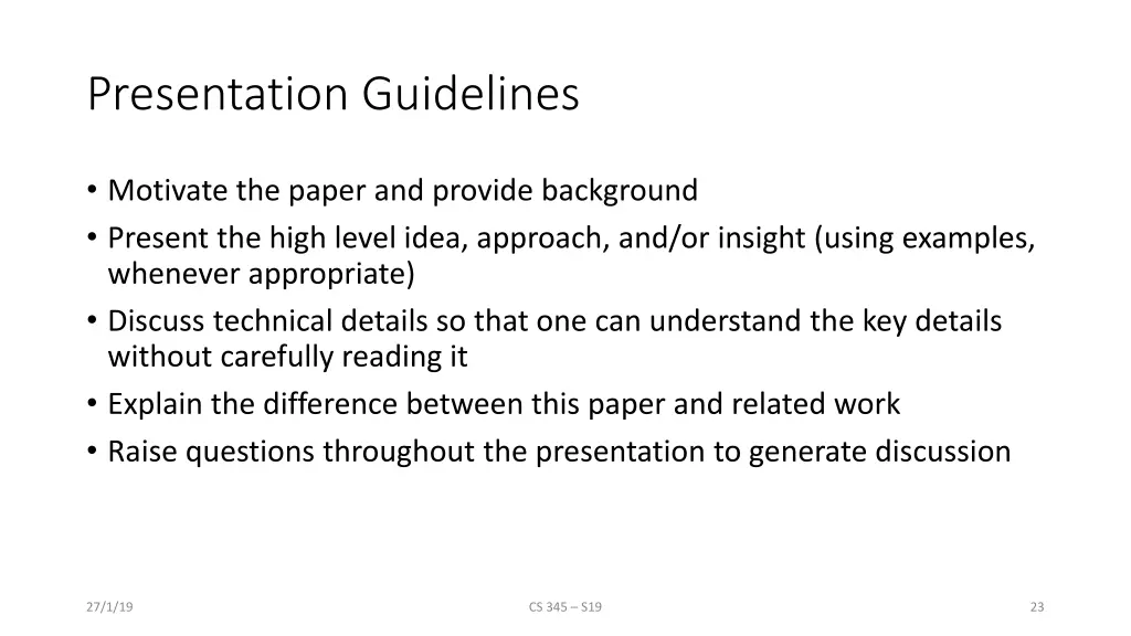 presentation guidelines