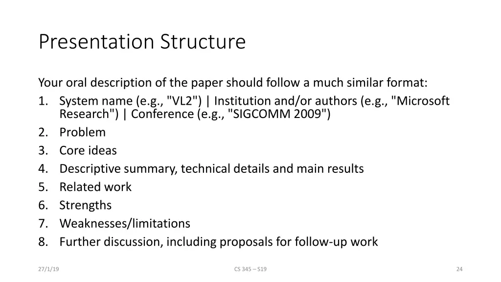 presentation structure