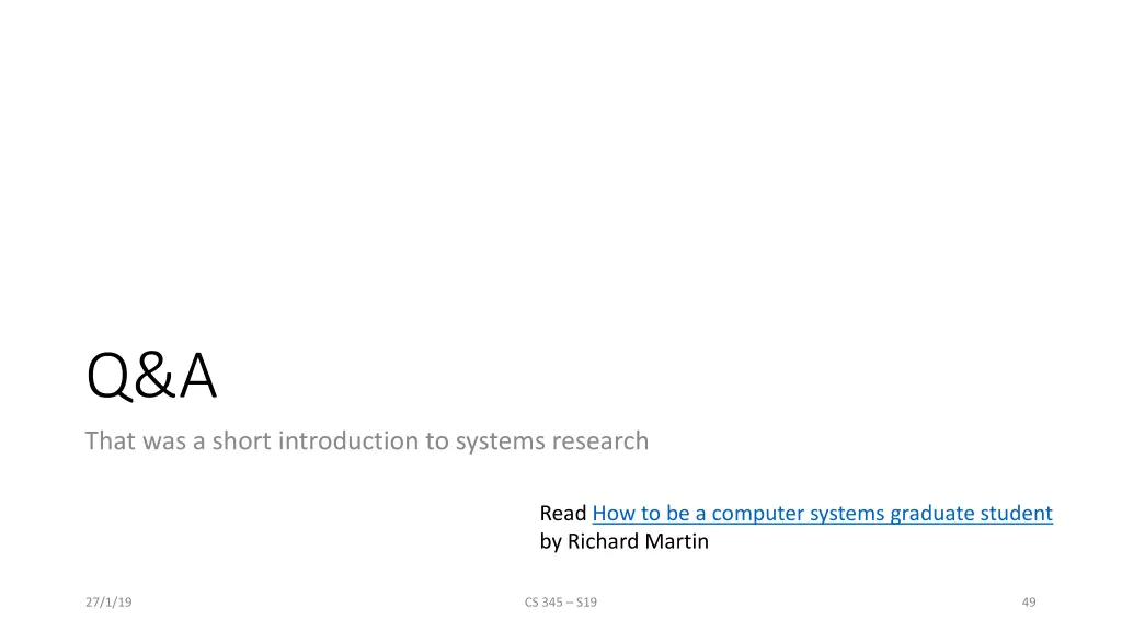 q a that was a short introduction to systems
