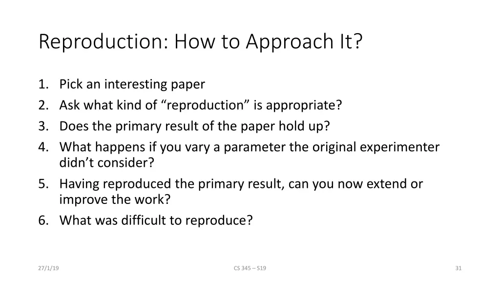 reproduction how to approach it