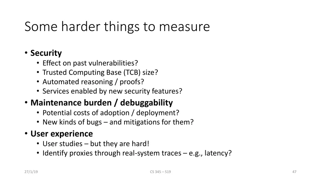 some harder things to measure