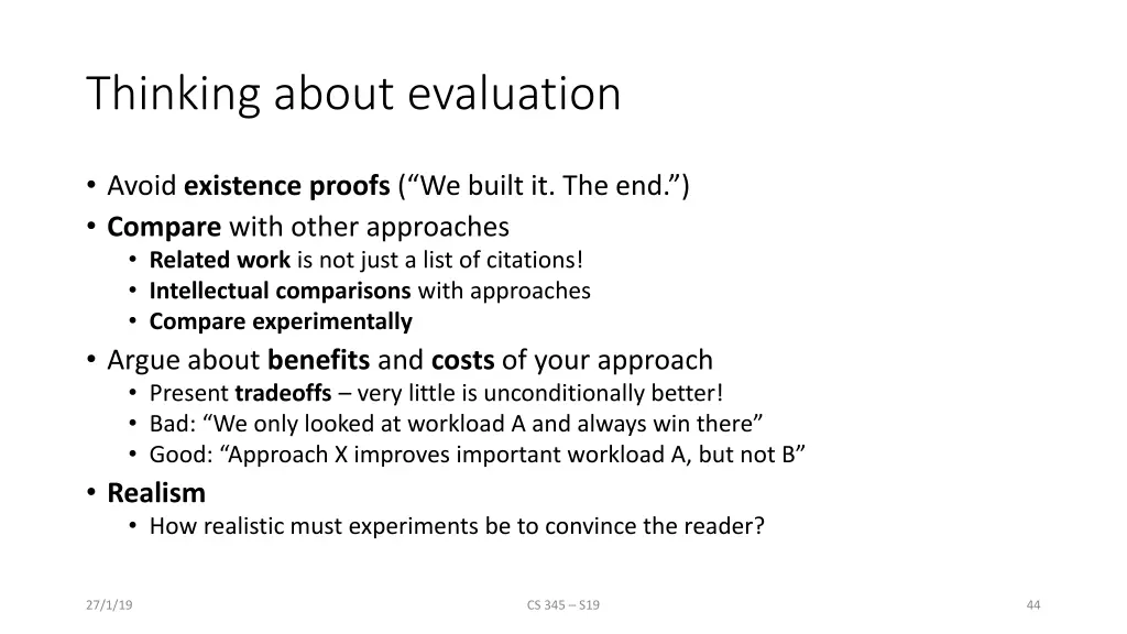 thinking about evaluation