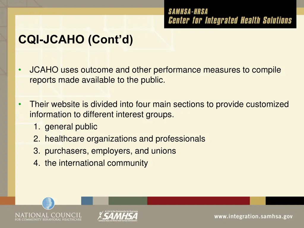 cqi jcaho cont d