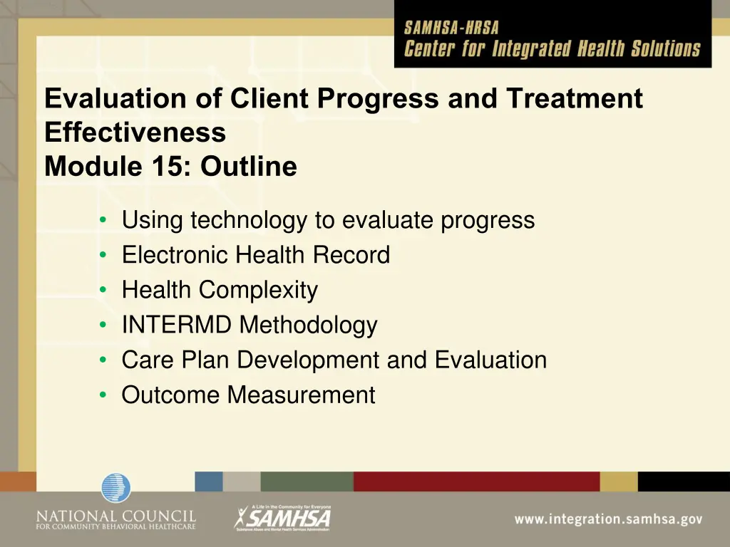 evaluation of client progress and treatment