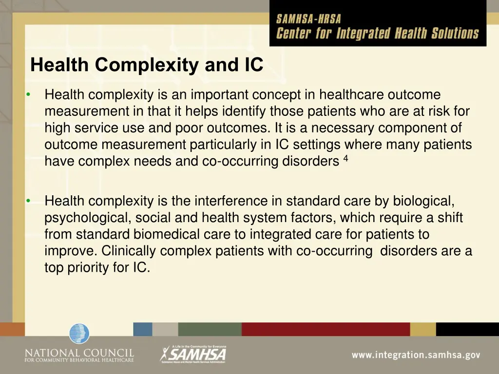health complexity and ic