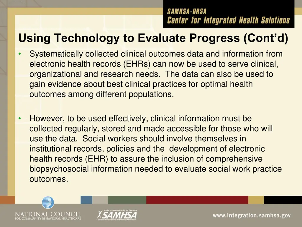 using technology to evaluate progress cont