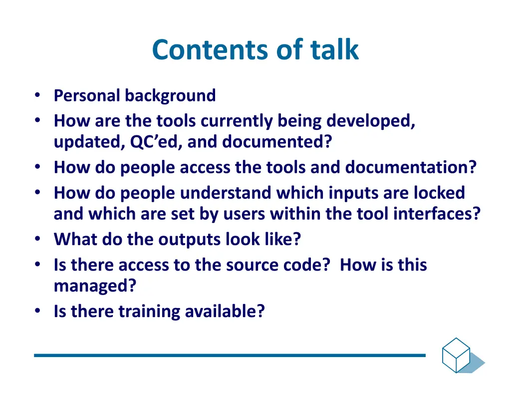 contents of talk