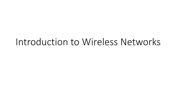 introduction to wireless networks