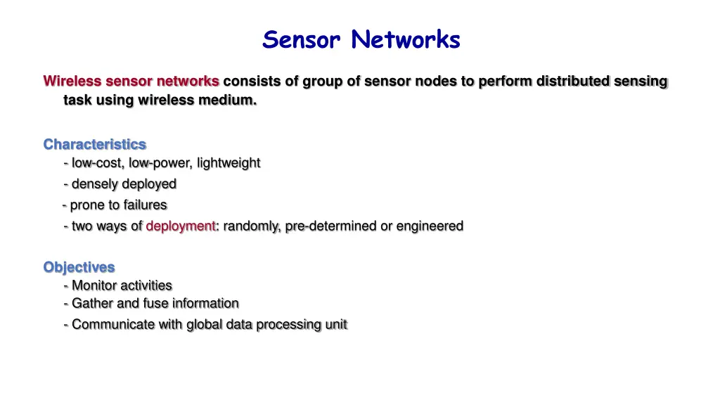 sensor networks
