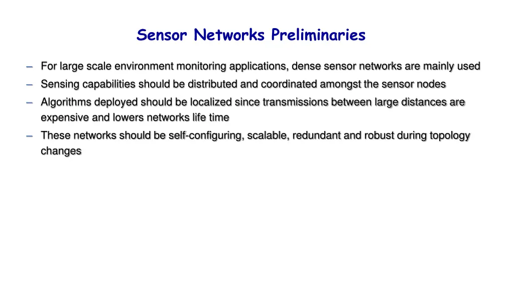 sensor networks preliminaries