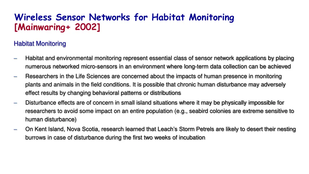wireless sensor networks for habitat monitoring