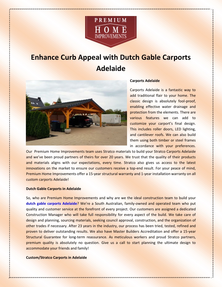 enhance curb appeal with dutch gable carports
