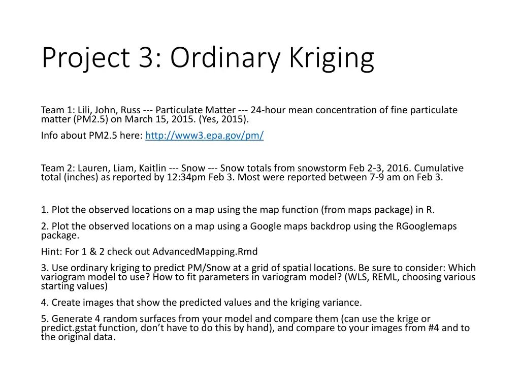 project 3 ordinary kriging