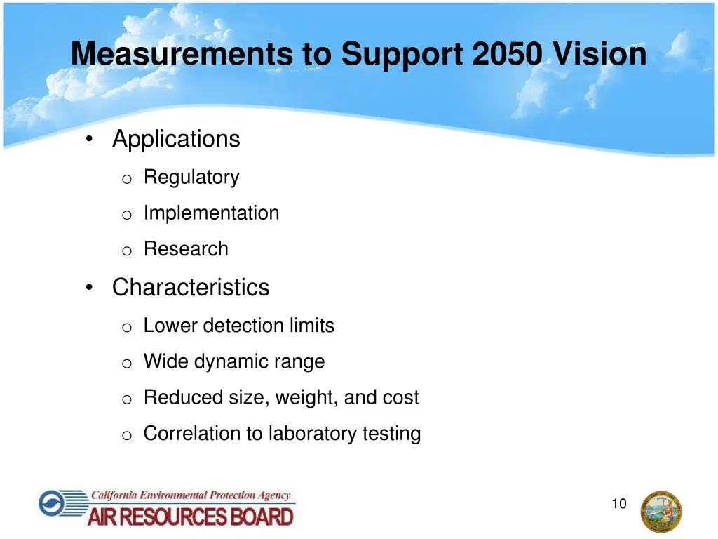 measurements to support 2050 vision