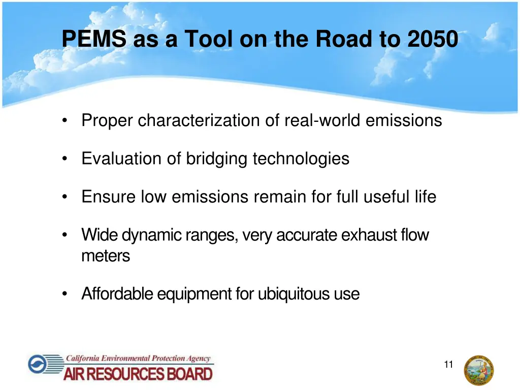 pems as a tool on the road to 2050