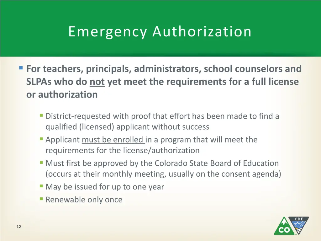 emergency authorization