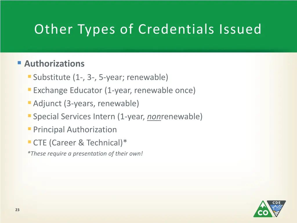 other types of credentials issued