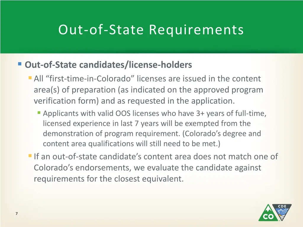 out of state requirements