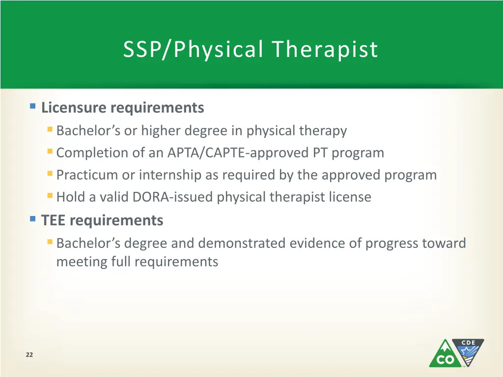 ssp physical therapist