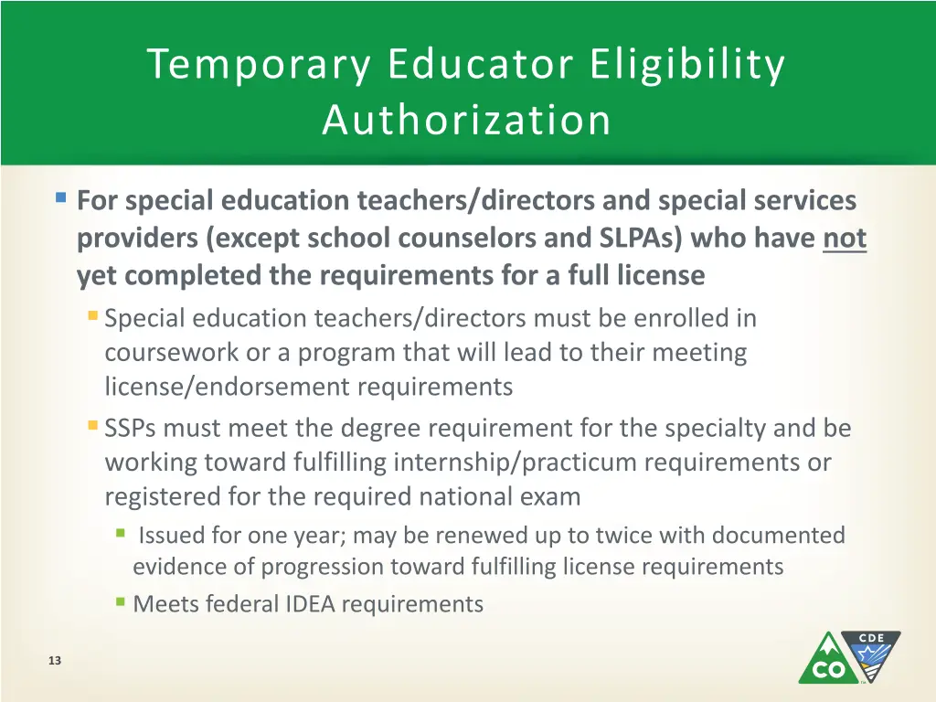 temporary educator eligibility authorization