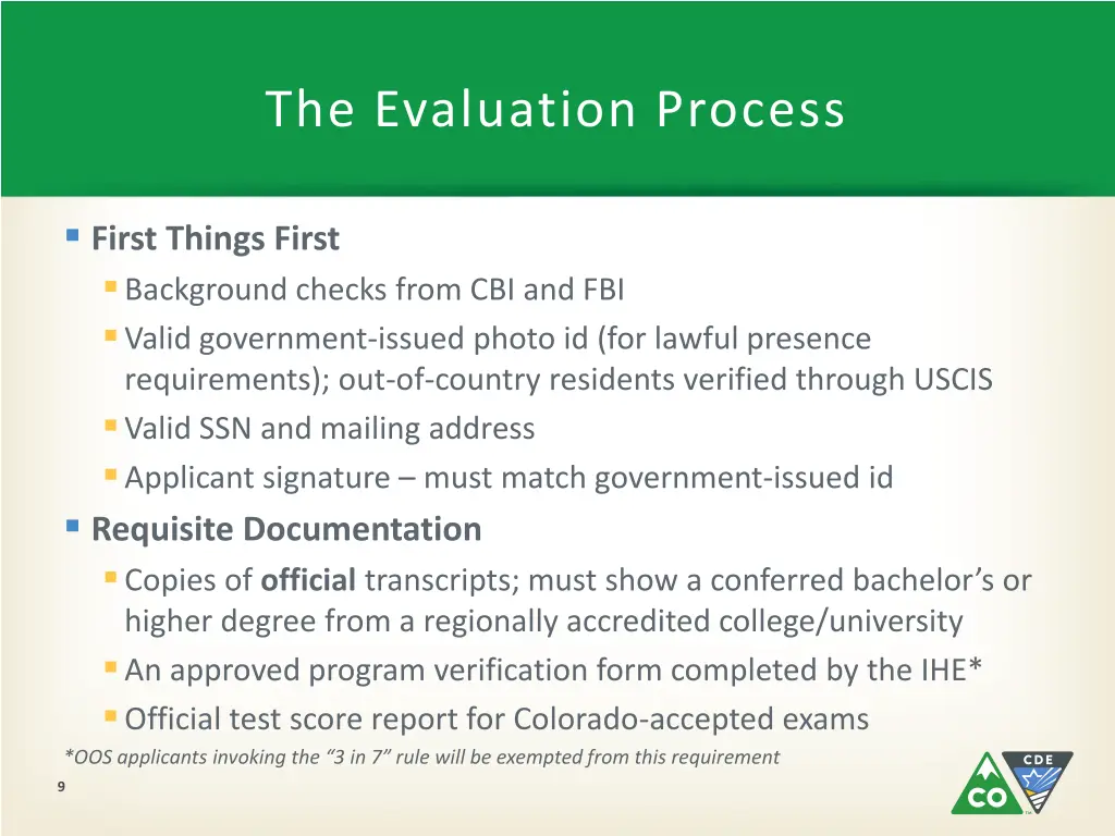 the evaluation process
