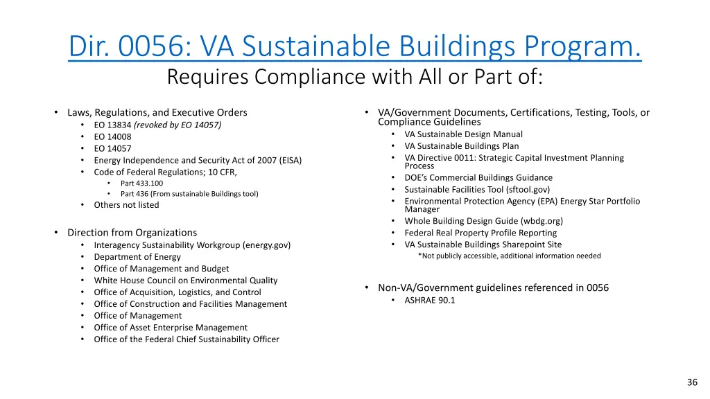 dir 0056 va sustainable buildings program