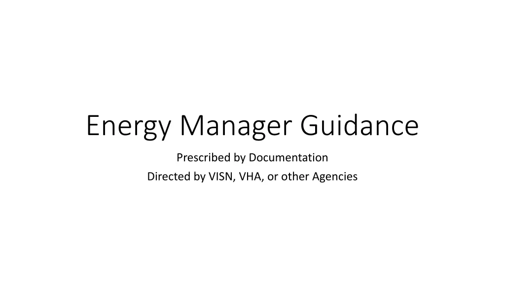 energy manager guidance