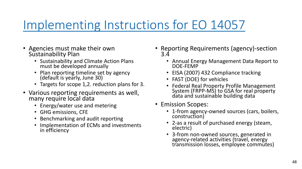 implementing instructions for eo 14057