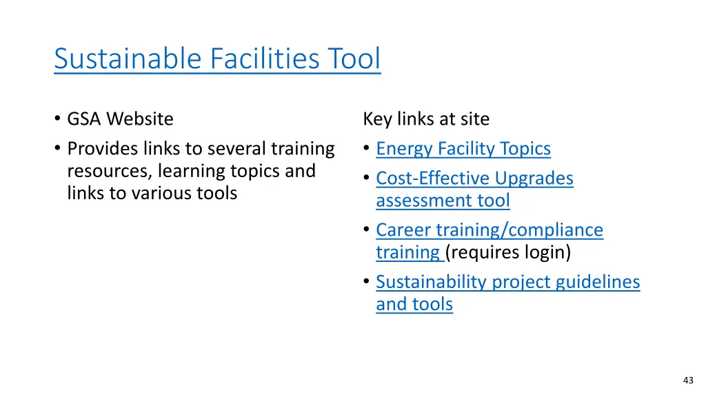 sustainable facilities tool