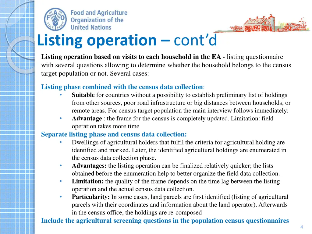 listing operation cont d listing operation based