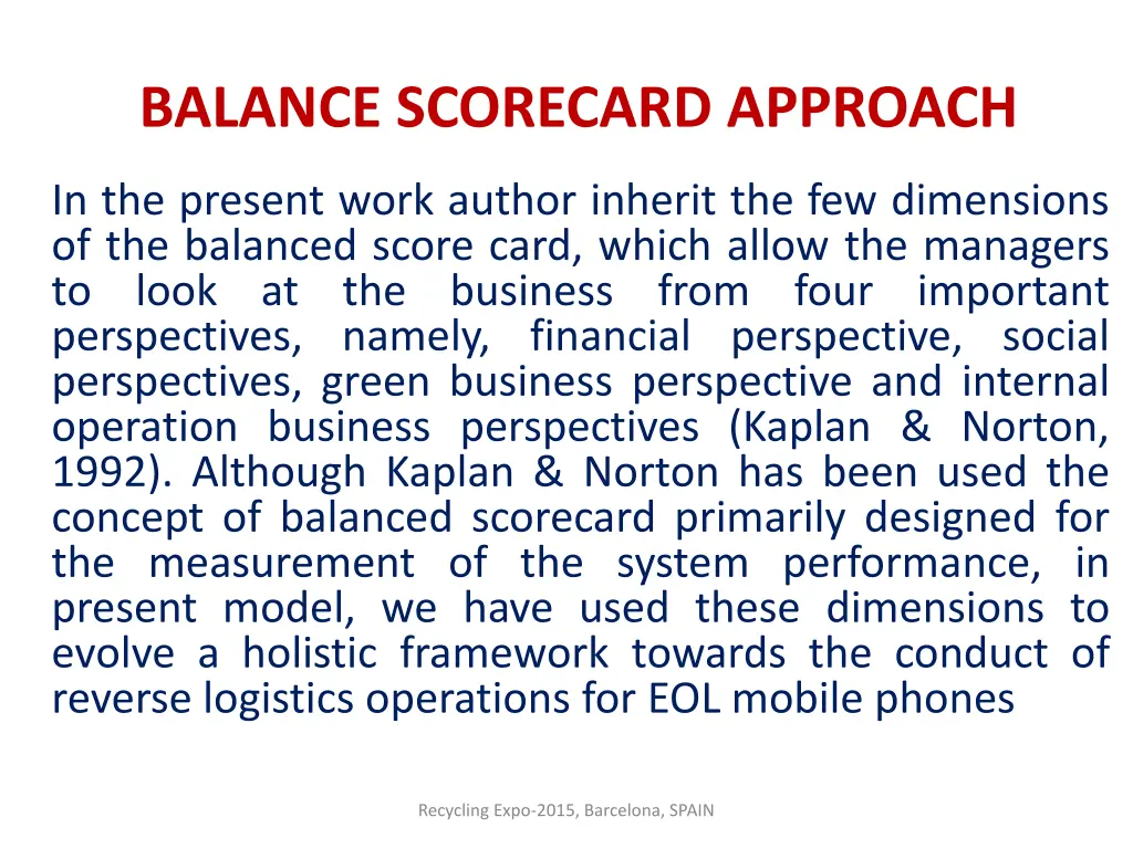 balance scorecard approach