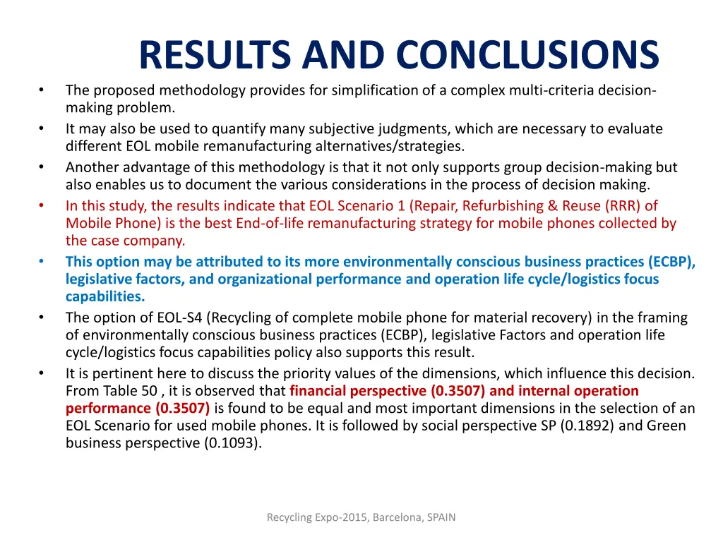 results and conclusions the proposed methodology