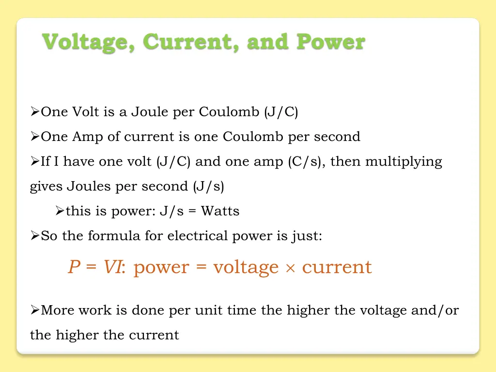 voltage current and power