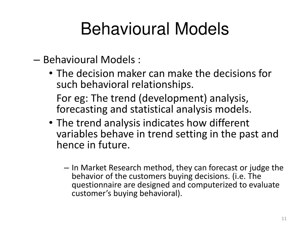 behavioural models