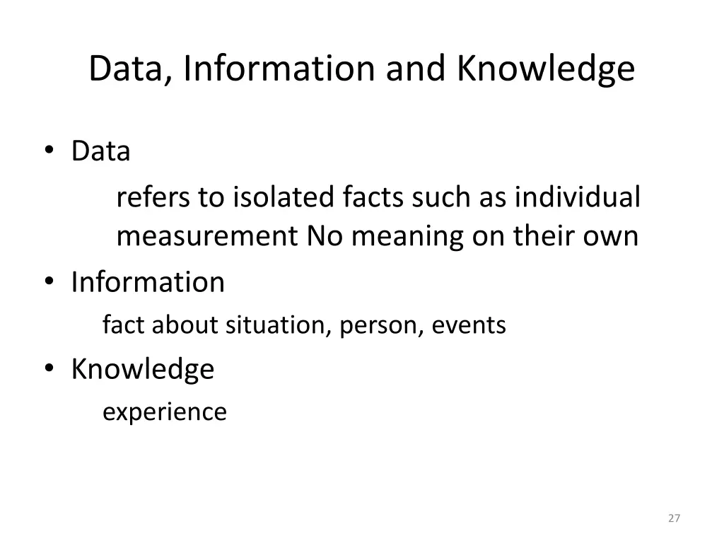 data information and knowledge 1