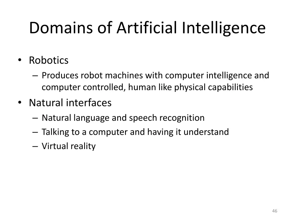 domains of artificial intelligence 1