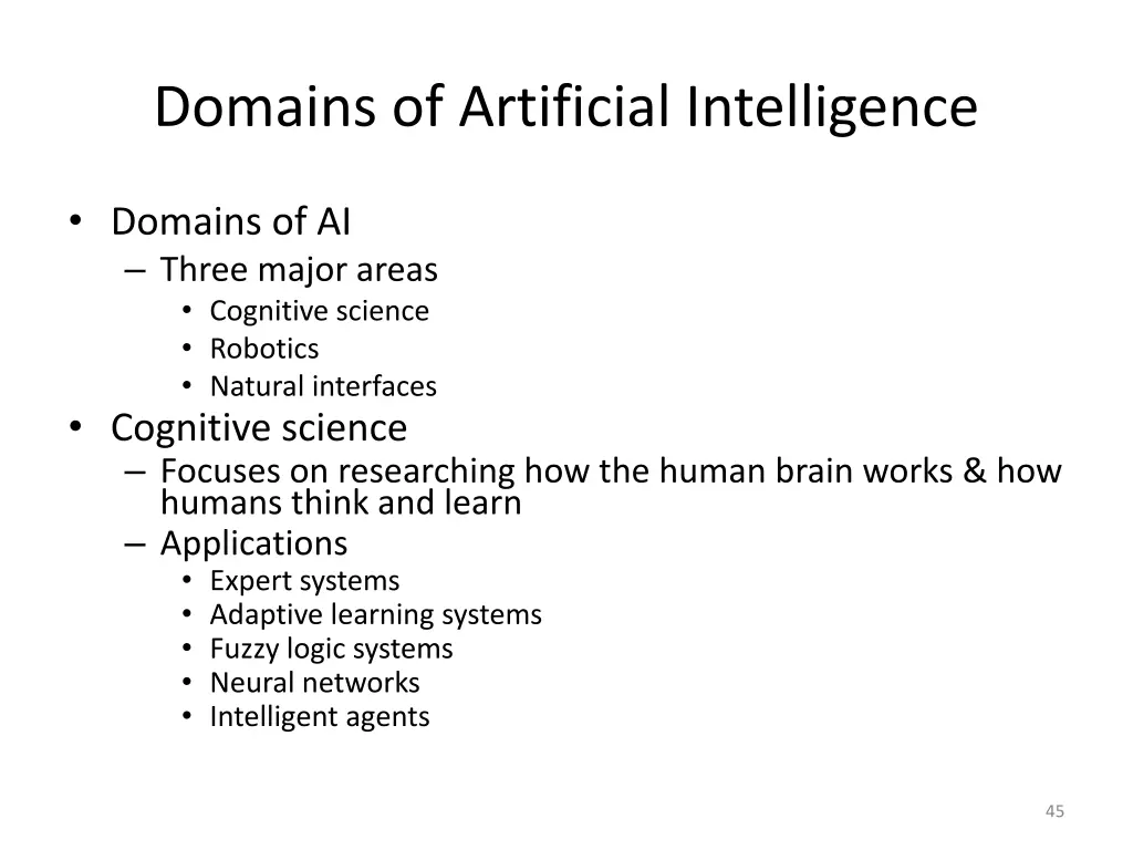 domains of artificial intelligence