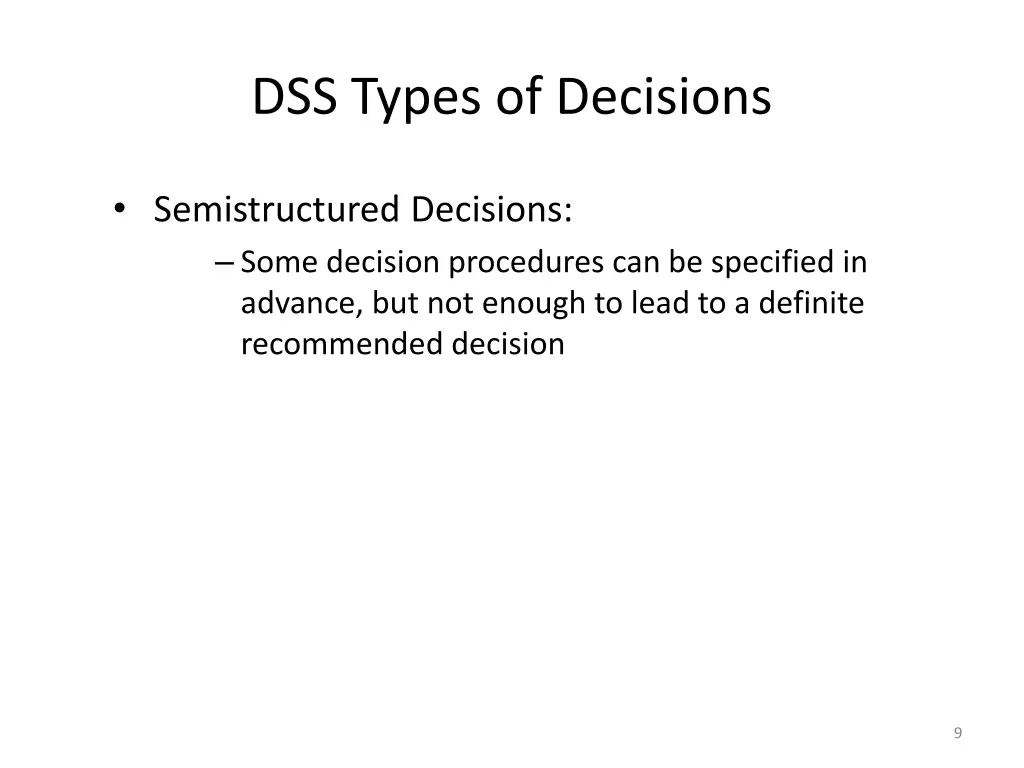 dss types of decisions 2