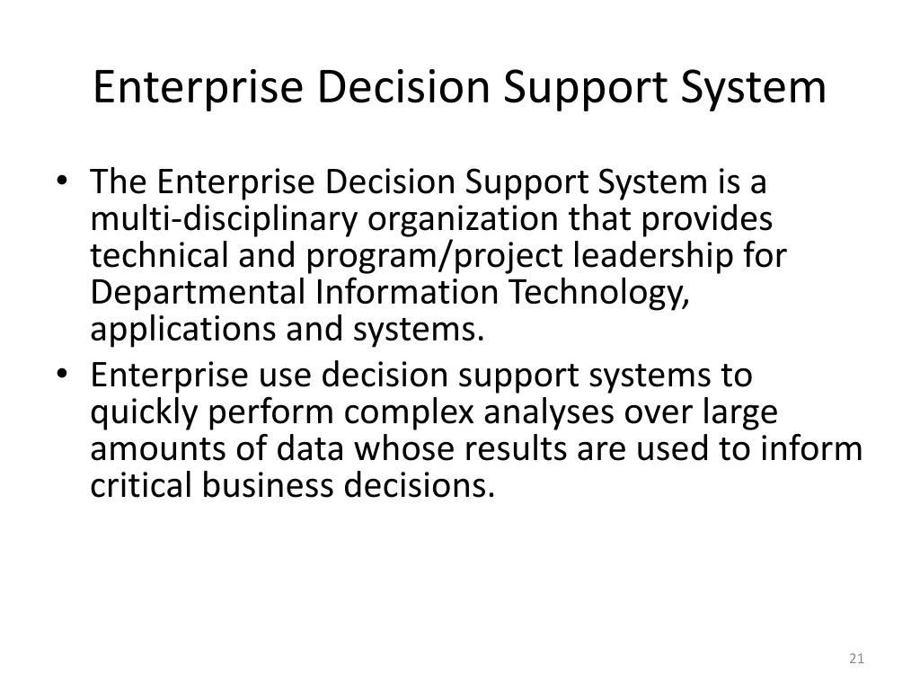 enterprise decision support system