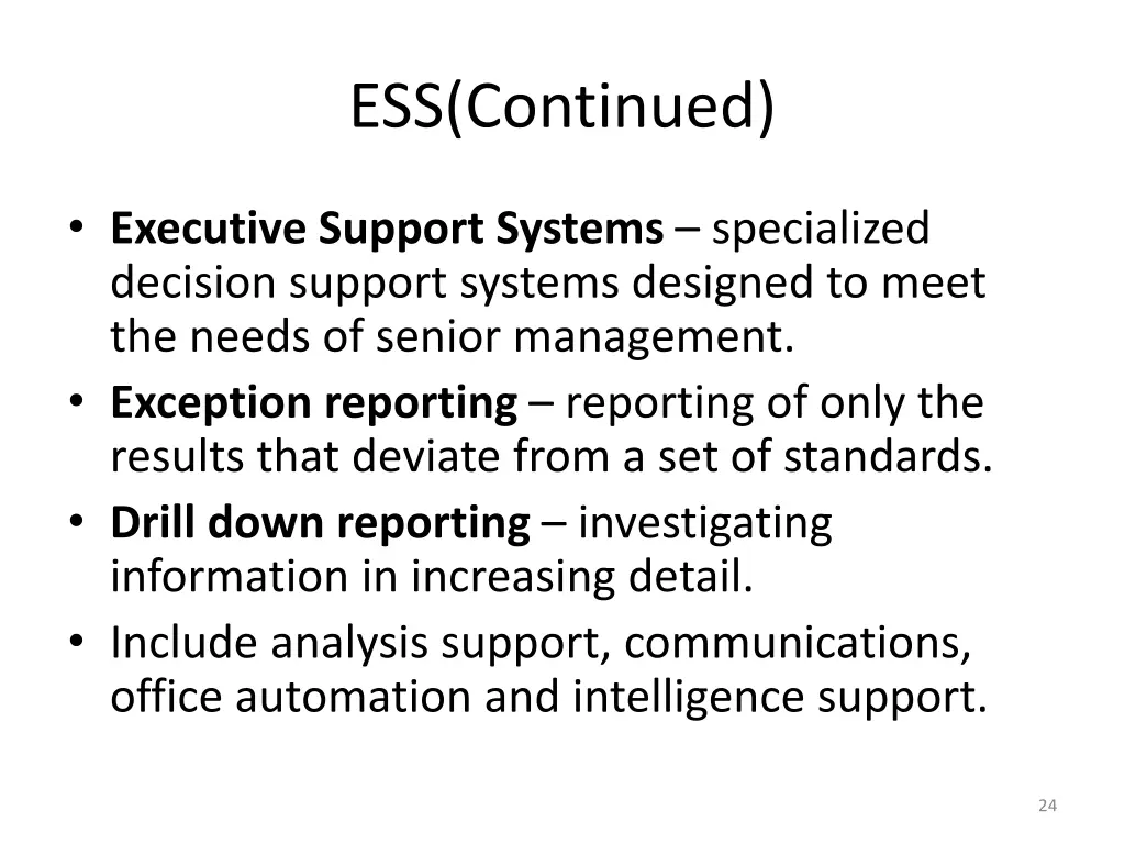 ess continued