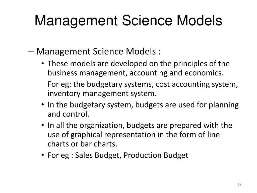 management science models