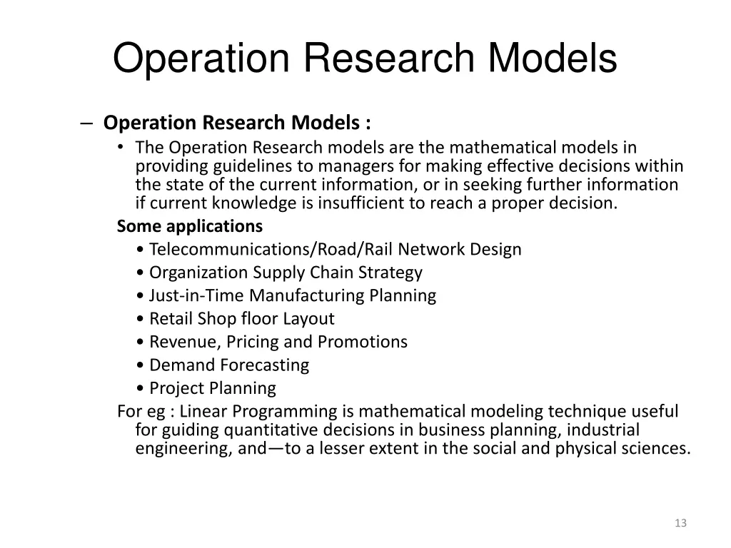 operation research models