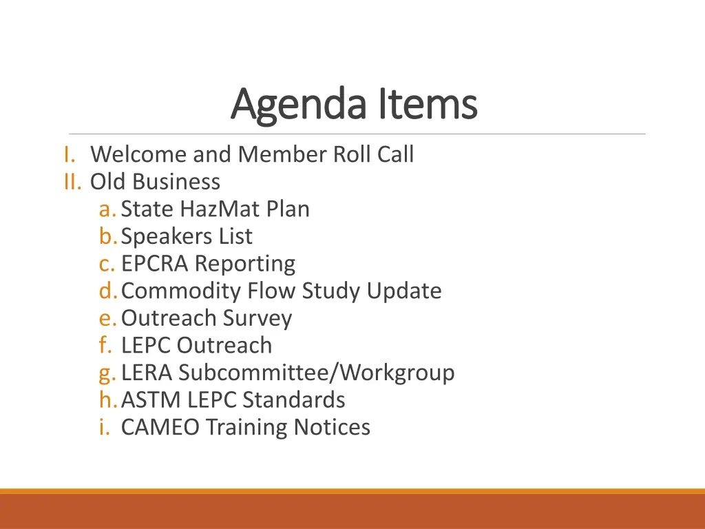 agenda items agenda items