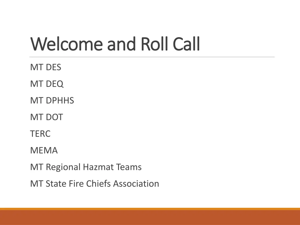 welcome and roll call welcome and roll call