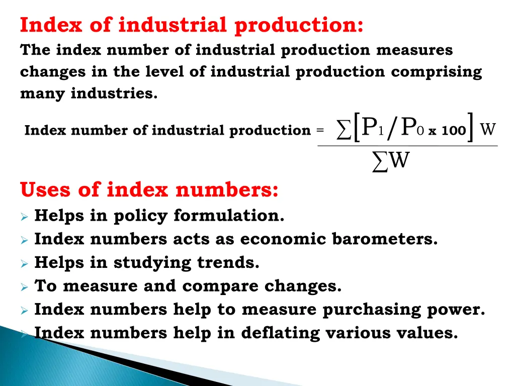 index of industrial production the index number