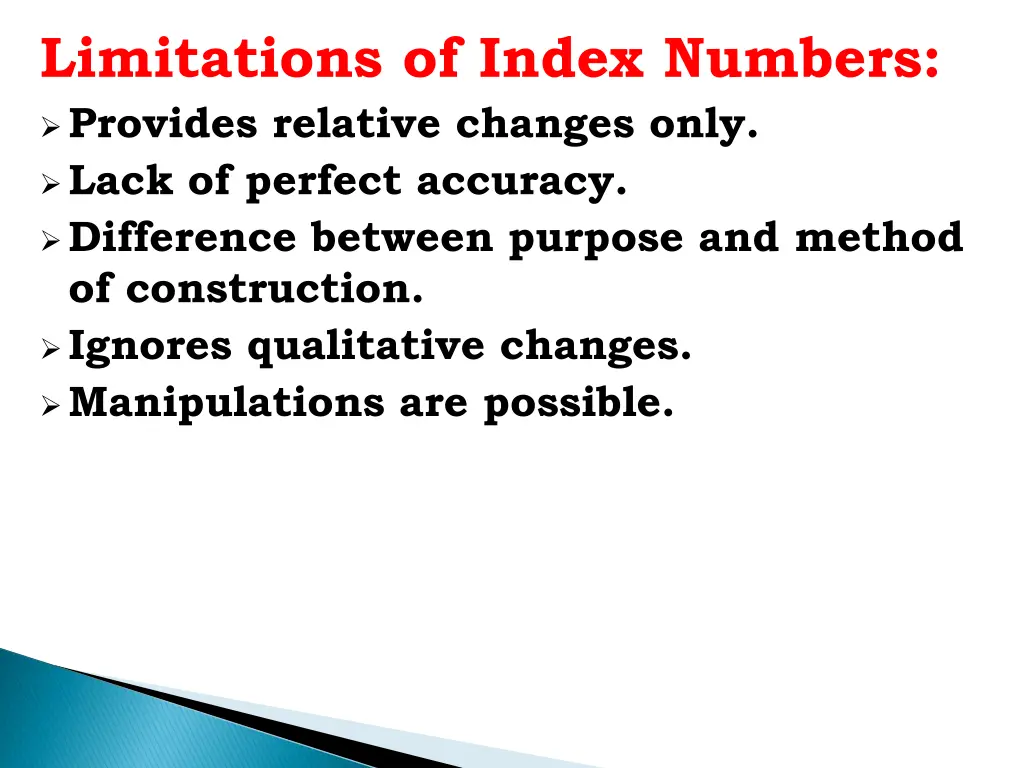 limitations of index numbers provides relative
