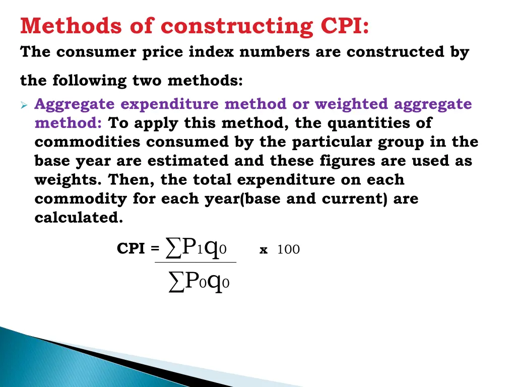 methods of constructing cpi the consumer price