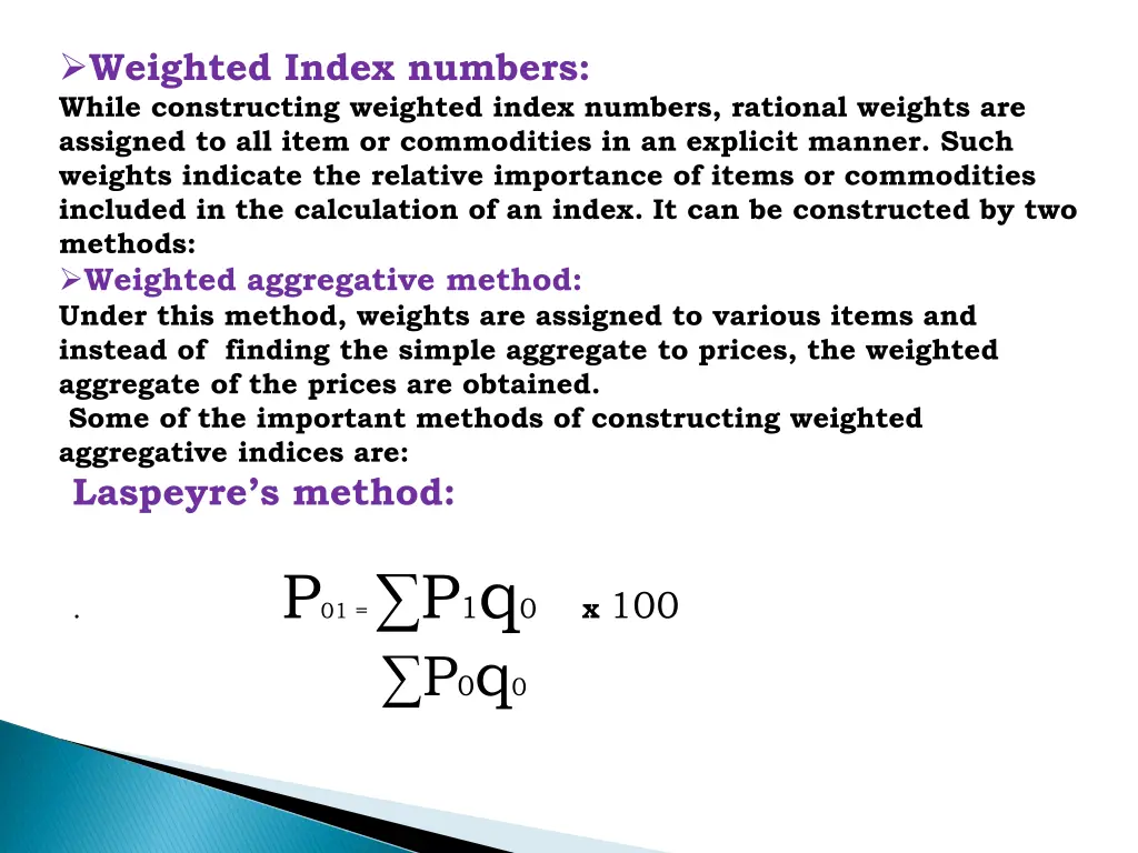 weighted index numbers while constructing