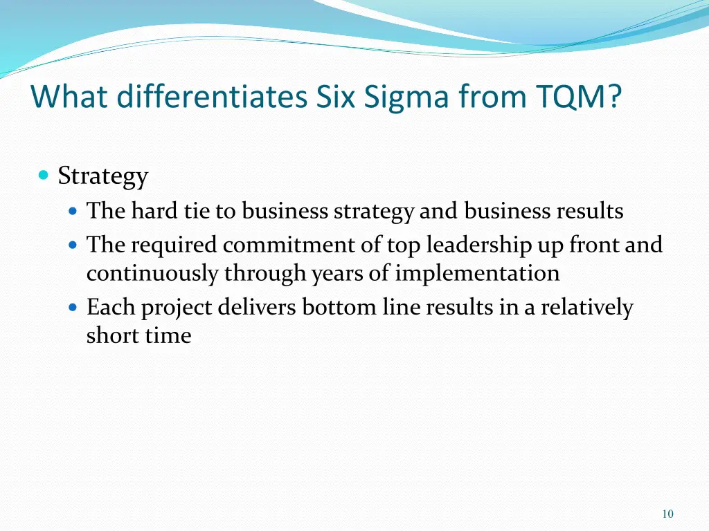 what differentiates six sigma from tqm