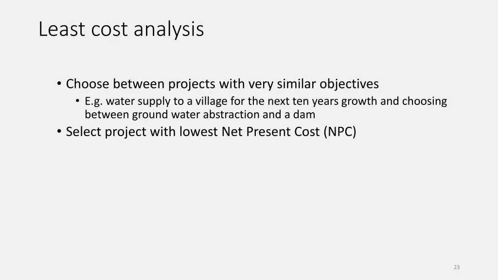 least cost analysis